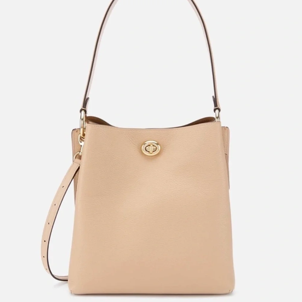 NWOT COACH Tan Peach Cream Charlie Bucket Leather Shoulder Bag